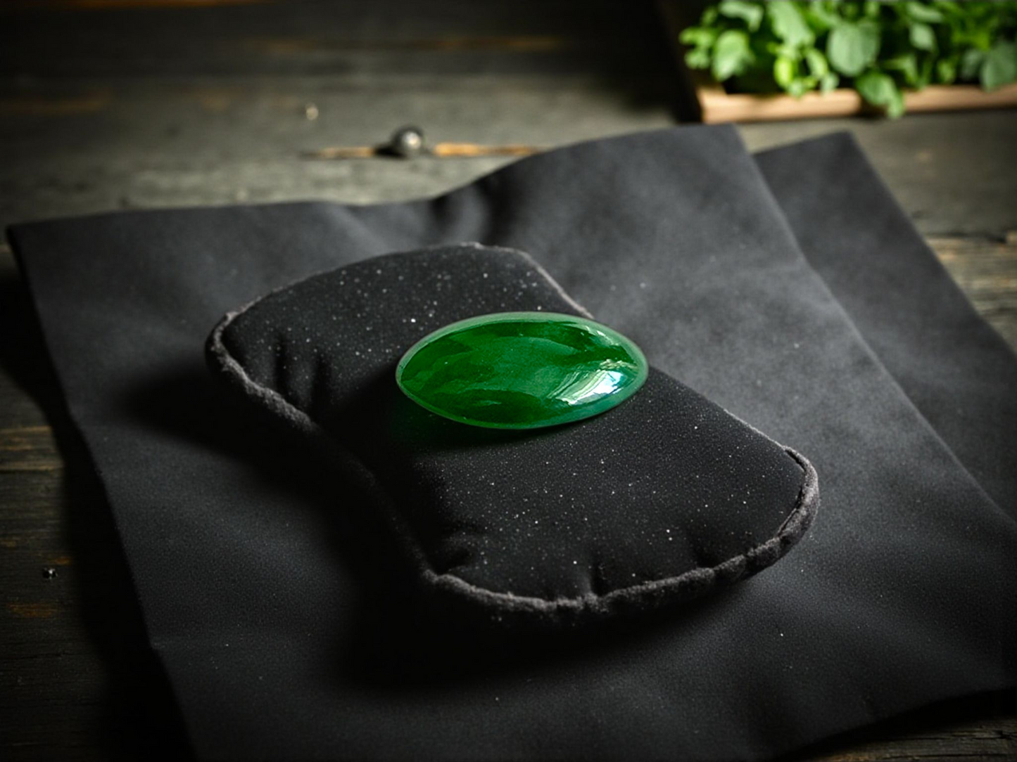 Certified MADE IN JAPAN 1.05 cts. Bright Green Burmese A-Jadeite Oval Cabochon Loose Stone LS22