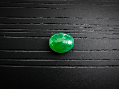 Certified MADE IN JAPAN 1.05 cts. Bright Green Burmese A-Jadeite Oval Cabochon Loose Stone LS22