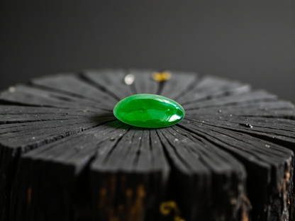 Certified MADE IN JAPAN 1.05 cts. Bright Green Burmese A-Jadeite Oval Cabochon Loose Stone LS22