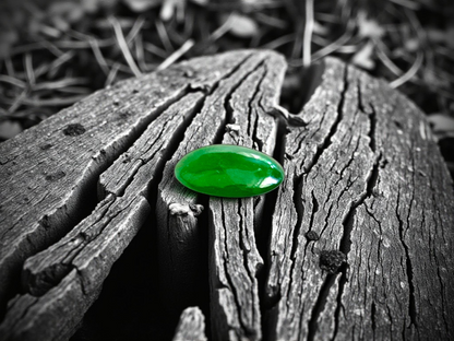 Certified MADE IN JAPAN 1.05 cts. Bright Green Burmese A-Jadeite Oval Cabochon Loose Stone LS22