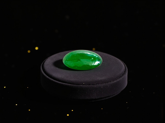 Certified MADE IN JAPAN 1.05 cts. Bright Green Burmese A-Jadeite Oval Cabochon Loose Stone LS22