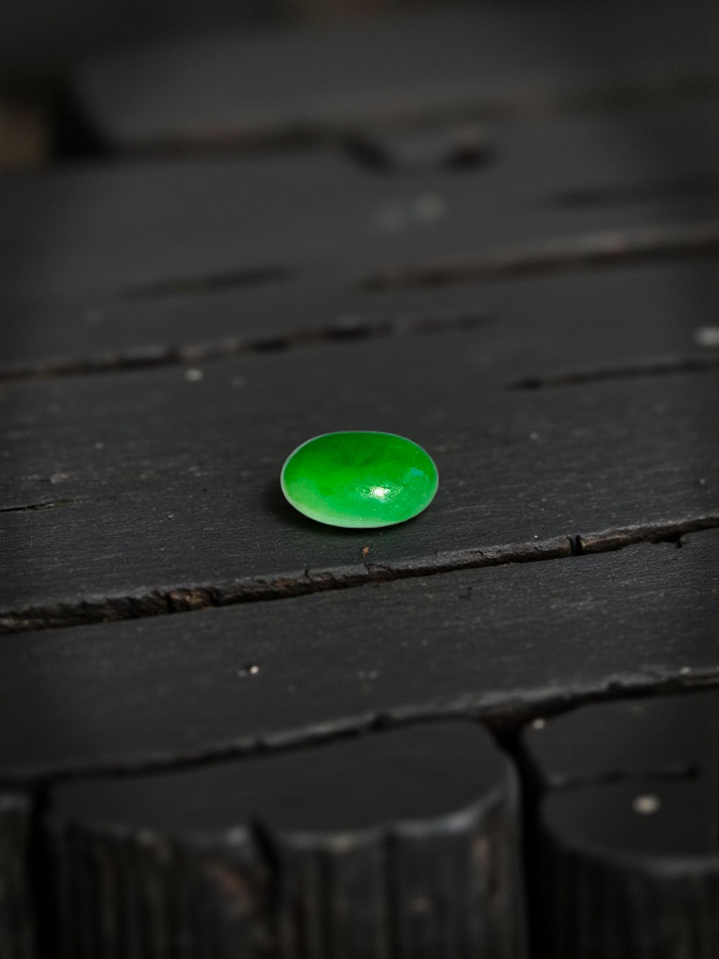 Certified MADE IN JAPAN 1.74 cts. Bright Green Burmese A-Jadeite Oval Cabochon Loose Stone LS23
