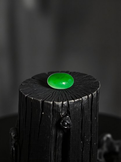 Certified MADE IN JAPAN 1.74 cts. Bright Green Burmese A-Jadeite Oval Cabochon Loose Stone LS23