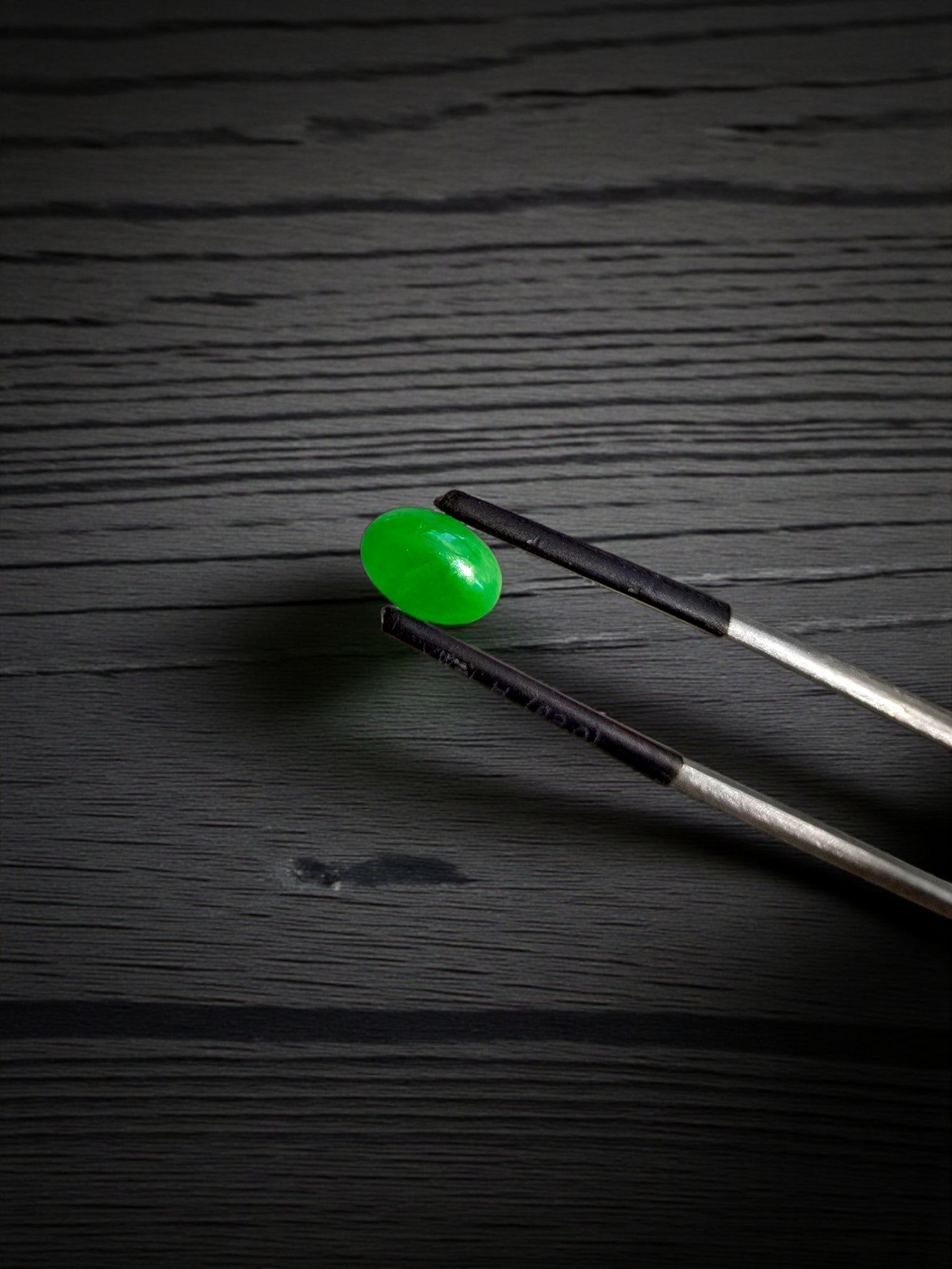 Certified MADE IN JAPAN 1.74 cts. Bright Green Burmese A-Jadeite Oval Cabochon Loose Stone LS23