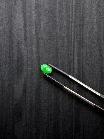 Certified MADE IN JAPAN 1.74 cts. Bright Green Burmese A-Jadeite Oval Cabochon Loose Stone LS23
