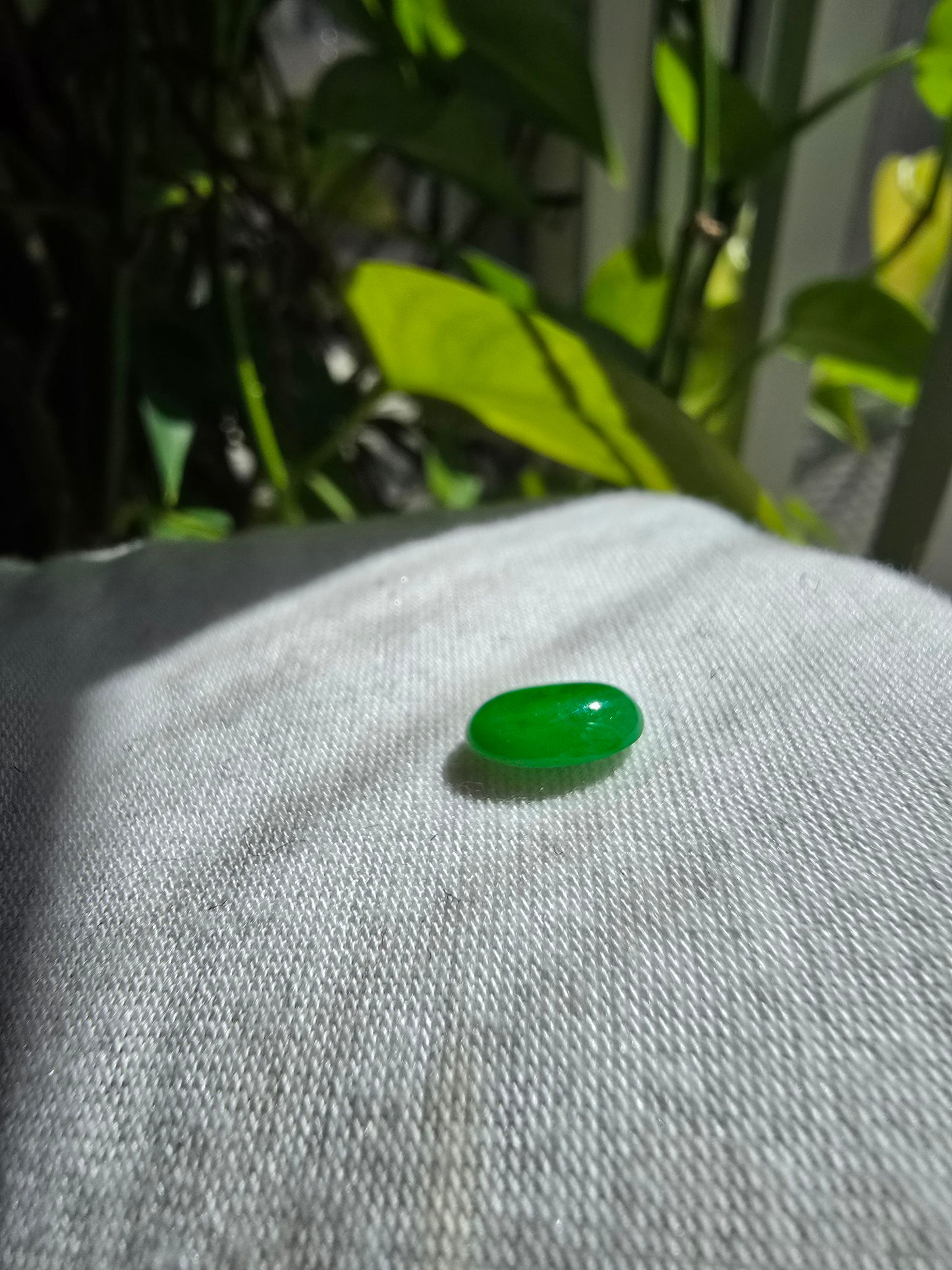 Certified MADE IN JAPAN 1.74 cts. Bright Green Burmese A-Jadeite Oval Cabochon Loose Stone LS23