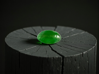 Certified MADE IN JAPAN 3.22 cts. Bright Green Burmese A-Jadeite Oval Cabochon Loose Stone LS24