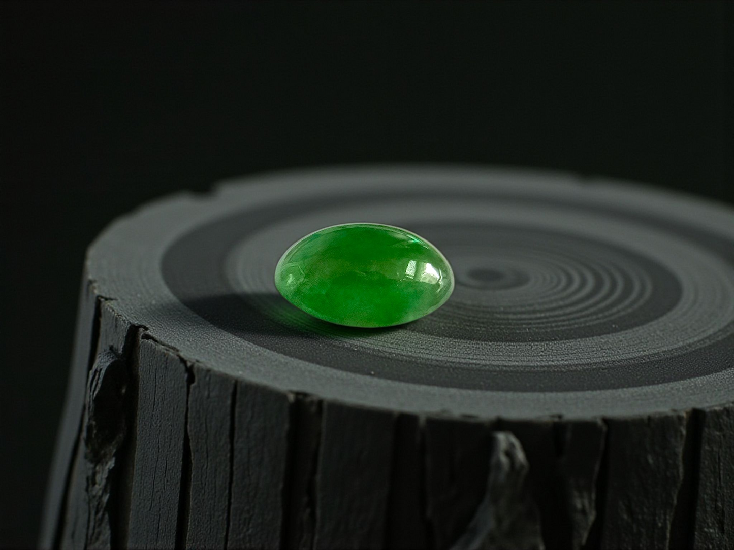 Certified MADE IN JAPAN 3.22 cts. Bright Green Burmese A-Jadeite Oval Cabochon Loose Stone LS24