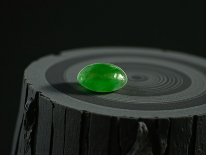 Certified MADE IN JAPAN 3.22 cts. Bright Green Burmese A-Jadeite Oval Cabochon Loose Stone LS24