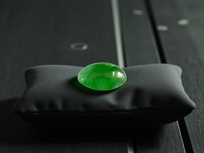 Certified MADE IN JAPAN 3.22 cts. Bright Green Burmese A-Jadeite Oval Cabochon Loose Stone LS24