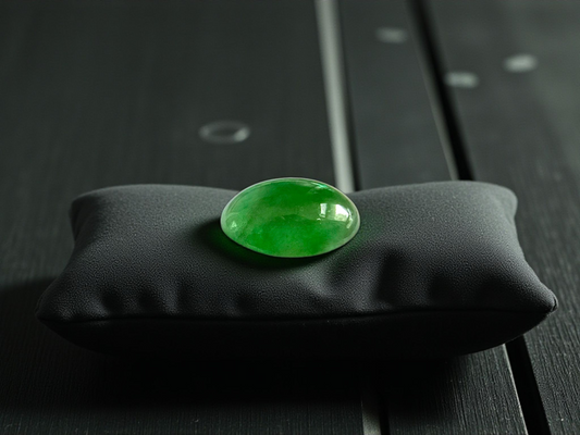 Certified MADE IN JAPAN 3.22 cts. Bright Green Burmese A-Jadeite Oval Cabochon Loose Stone LS24