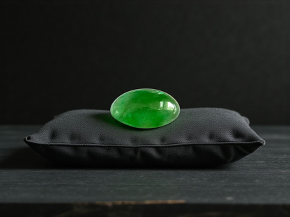 Certified MADE IN JAPAN 3.22 cts. Bright Green Burmese A-Jadeite Oval Cabochon Loose Stone LS24