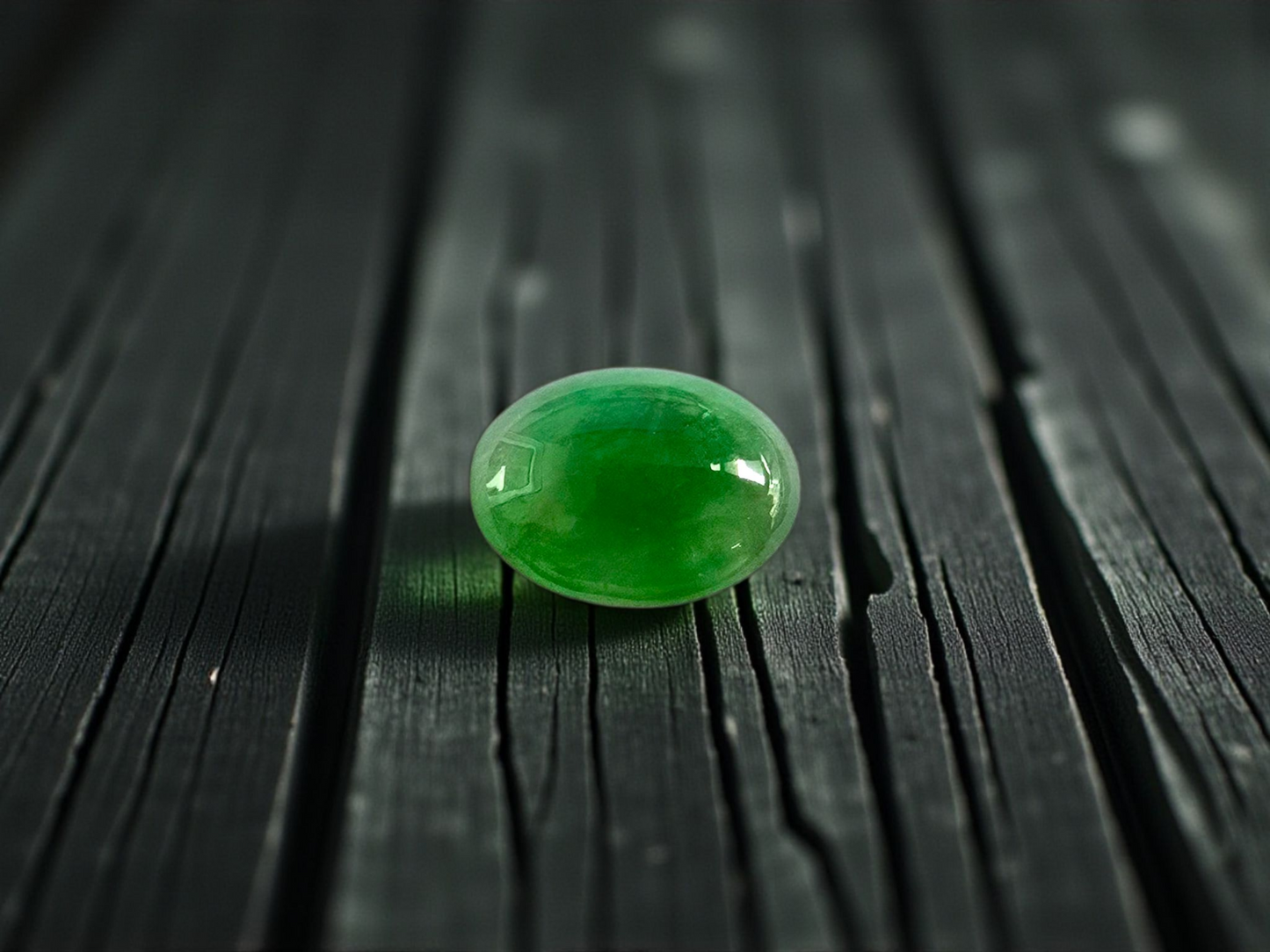 Certified MADE IN JAPAN 3.22 cts. Bright Green Burmese A-Jadeite Oval Cabochon Loose Stone LS24