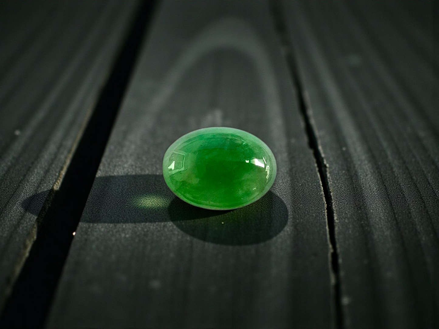 Certified MADE IN JAPAN 3.22 cts. Bright Green Burmese A-Jadeite Oval Cabochon Loose Stone LS24