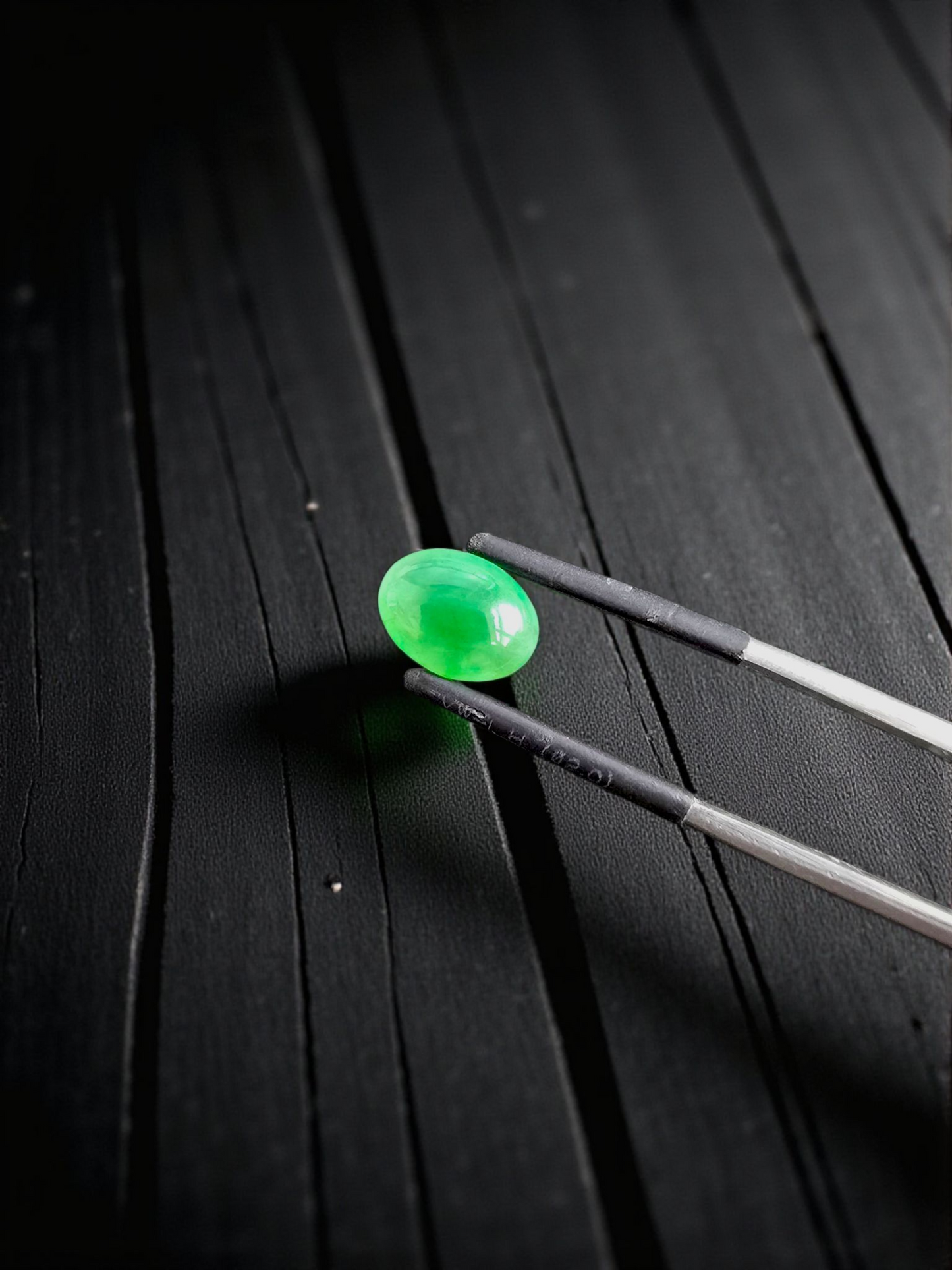 Certified MADE IN JAPAN 3.22 cts. Bright Green Burmese A-Jadeite Oval Cabochon Loose Stone LS24