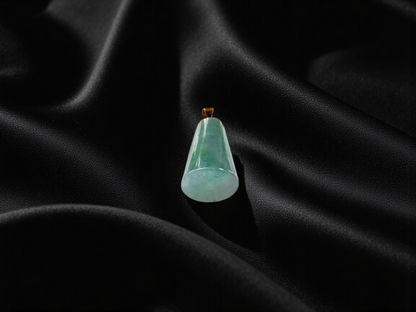 Hokkaido (MADE IN JAPAN) Tube Tapered Burmese A-Jadeite Charm Pendant (with 18K Solid Yellow Gold) - Certified - V4