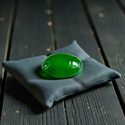 Certified MADE IN JAPAN 1.175 cts. Bright Imperial Green Burmese A-Jadeite Oval Cabochon Loose Stone LS28