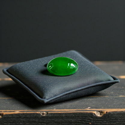 Certified MADE IN JAPAN 1.175 cts. Bright Imperial Green Burmese A-Jadeite Oval Cabochon Loose Stone LS28
