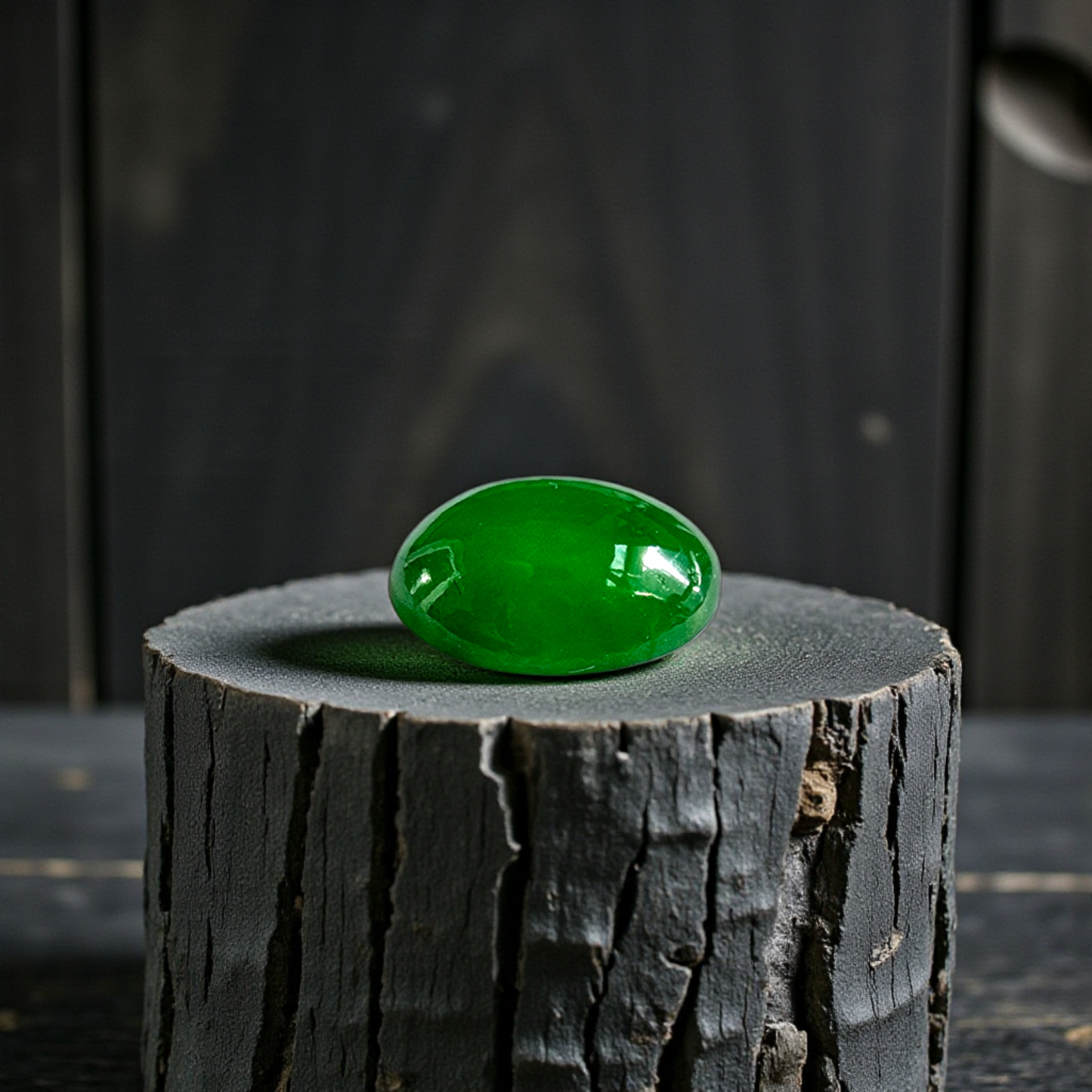 Certified MADE IN JAPAN 1.175 cts. Bright Imperial Green Burmese A-Jadeite Oval Cabochon Loose Stone LS28