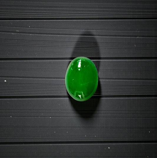 Certified MADE IN JAPAN 1.175 cts. Bright Imperial Green Burmese A-Jadeite Oval Cabochon Loose Stone LS28