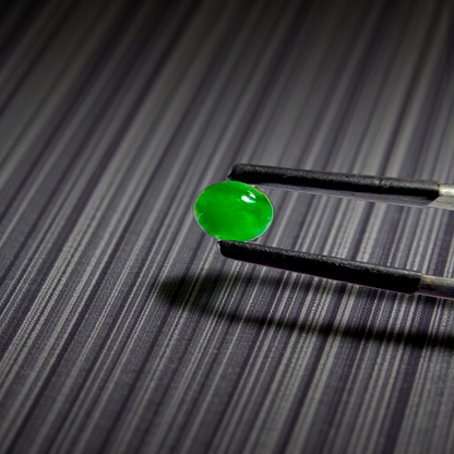 Certified MADE IN JAPAN 1.175 cts. Bright Imperial Green Burmese A-Jadeite Oval Cabochon Loose Stone LS28