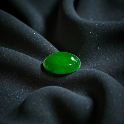 Certified MADE IN JAPAN 1.175 cts. Bright Imperial Green Burmese A-Jadeite Oval Cabochon Loose Stone LS28