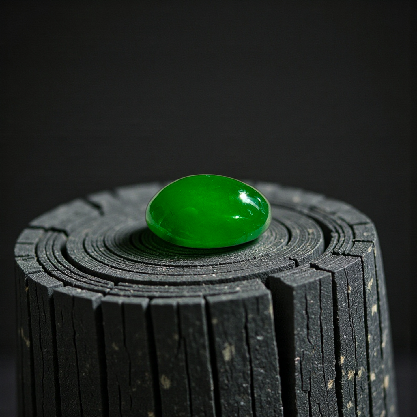 Certified MADE IN JAPAN 1.175 cts. Bright Imperial Green Burmese A-Jadeite Oval Cabochon Loose Stone LS28