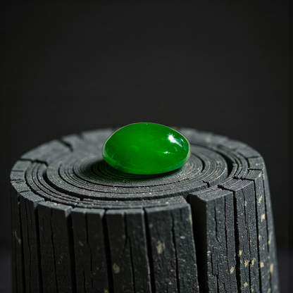 Certified MADE IN JAPAN 1.175 cts. Bright Imperial Green Burmese A-Jadeite Oval Cabochon Loose Stone LS28