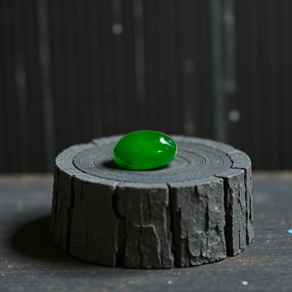 Certified MADE IN JAPAN 1.175 cts. Bright Imperial Green Burmese A-Jadeite Oval Cabochon Loose Stone LS28