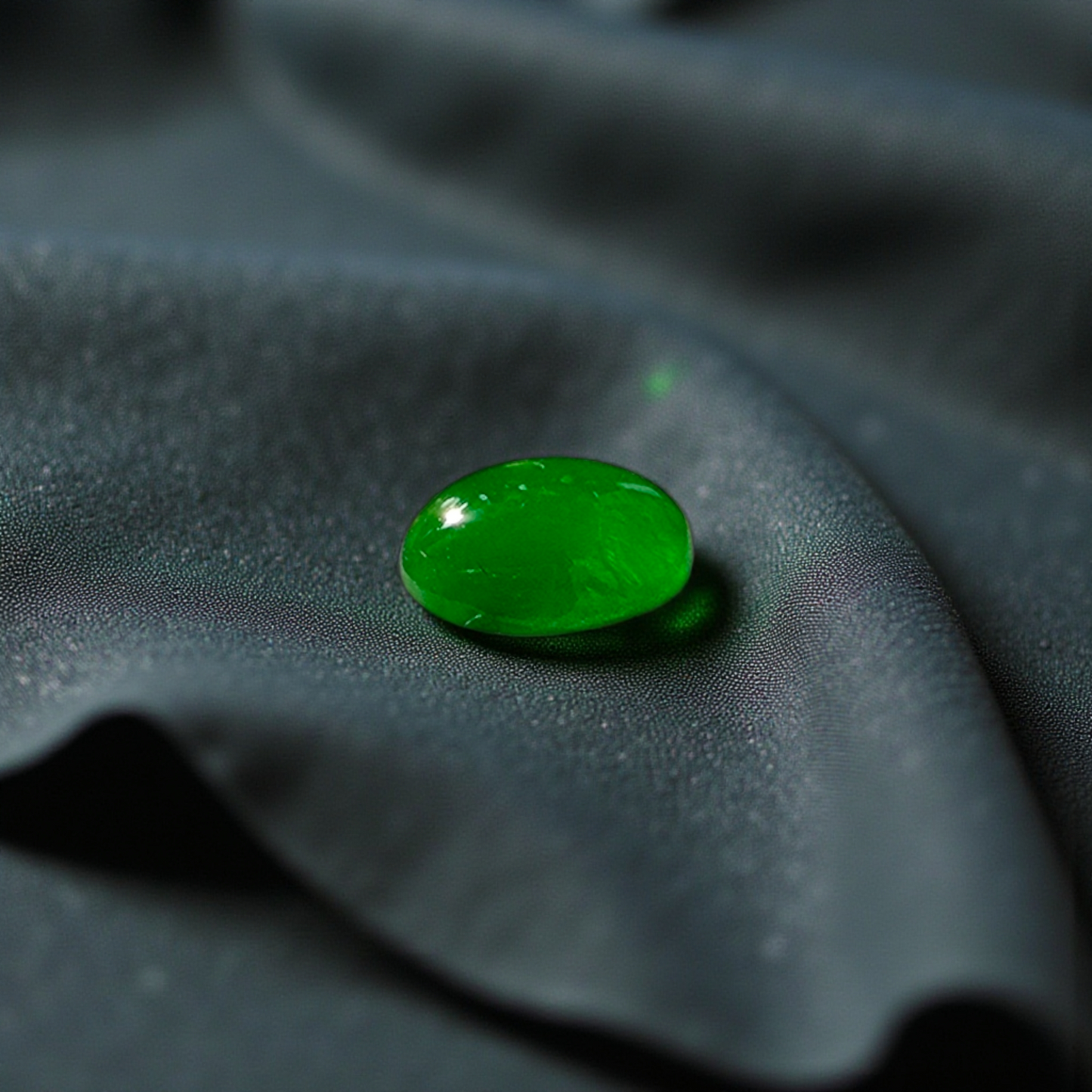 Certified MADE IN JAPAN 1.175 cts. Bright Imperial Green Burmese A-Jadeite Oval Cabochon Loose Stone LS28