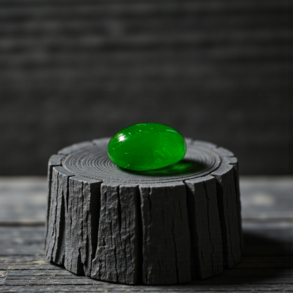 Certified MADE IN JAPAN 1.175 cts. Bright Imperial Green Burmese A-Jadeite Oval Cabochon Loose Stone LS28