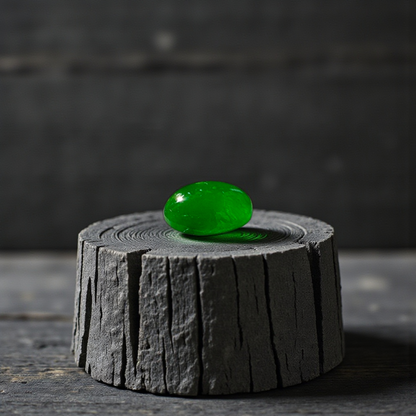 Certified MADE IN JAPAN 1.175 cts. Bright Imperial Green Burmese A-Jadeite Oval Cabochon Loose Stone LS28