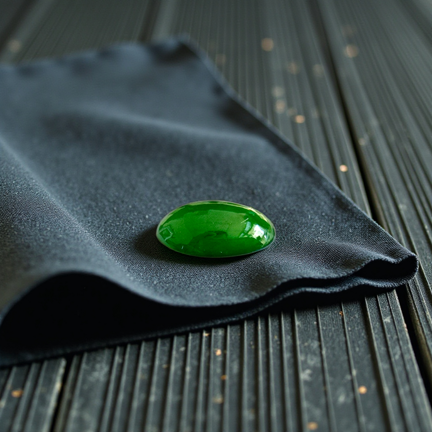 Certified MADE IN JAPAN 1.538 cts. Deep Imperial Green Burmese A-Jadeite Oval Cabochon Loose Stone LS29