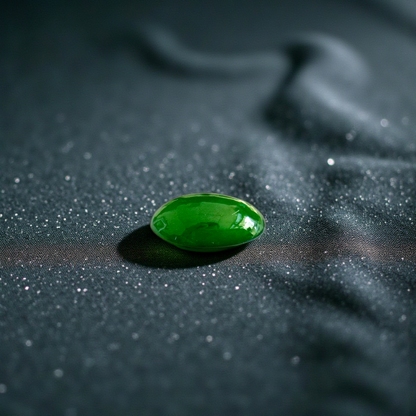 Certified MADE IN JAPAN 1.538 cts. Deep Imperial Green Burmese A-Jadeite Oval Cabochon Loose Stone LS29