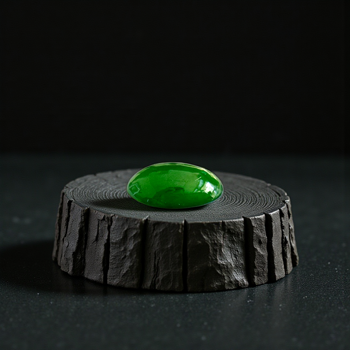 Certified MADE IN JAPAN 1.538 cts. Deep Imperial Green Burmese A-Jadeite Oval Cabochon Loose Stone LS29