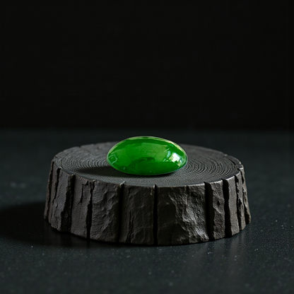 Certified MADE IN JAPAN 1.538 cts. Deep Imperial Green Burmese A-Jadeite Oval Cabochon Loose Stone LS29