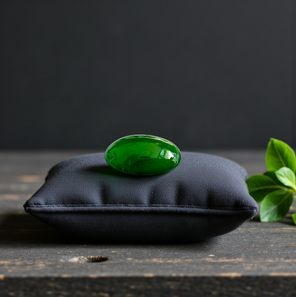 Certified MADE IN JAPAN 1.538 cts. Deep Imperial Green Burmese A-Jadeite Oval Cabochon Loose Stone LS29