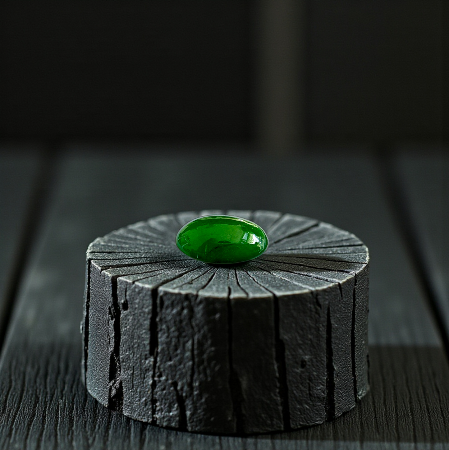 Certified MADE IN JAPAN 1.538 cts. Deep Imperial Green Burmese A-Jadeite Oval Cabochon Loose Stone LS29