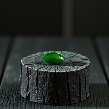 Certified MADE IN JAPAN 1.538 cts. Deep Imperial Green Burmese A-Jadeite Oval Cabochon Loose Stone LS29