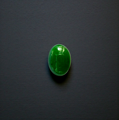 Certified MADE IN JAPAN 1.538 cts. Deep Imperial Green Burmese A-Jadeite Oval Cabochon Loose Stone LS29