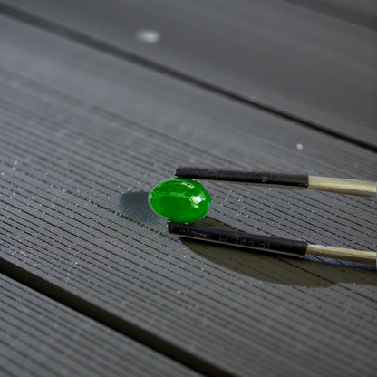 Certified MADE IN JAPAN 1.538 cts. Deep Imperial Green Burmese A-Jadeite Oval Cabochon Loose Stone LS29