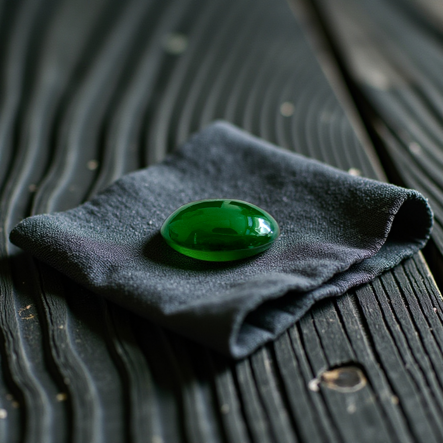 Certified MADE IN JAPAN 1.538 cts. Deep Imperial Green Burmese A-Jadeite Oval Cabochon Loose Stone LS29