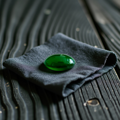 Certified MADE IN JAPAN 1.538 cts. Deep Imperial Green Burmese A-Jadeite Oval Cabochon Loose Stone LS29