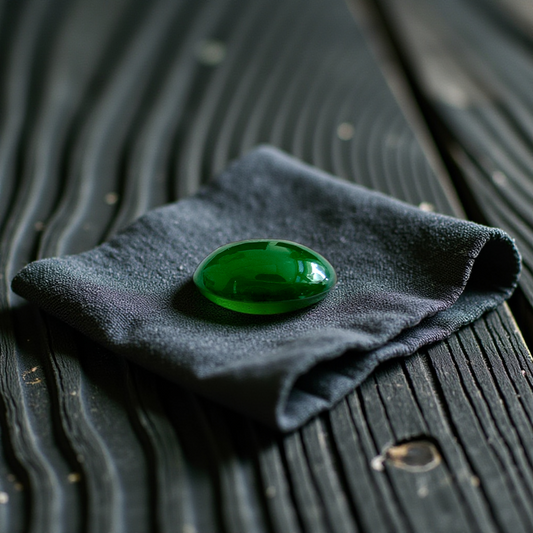 Certified MADE IN JAPAN 1.538 cts. Deep Imperial Green Burmese A-Jadeite Oval Cabochon Loose Stone LS29