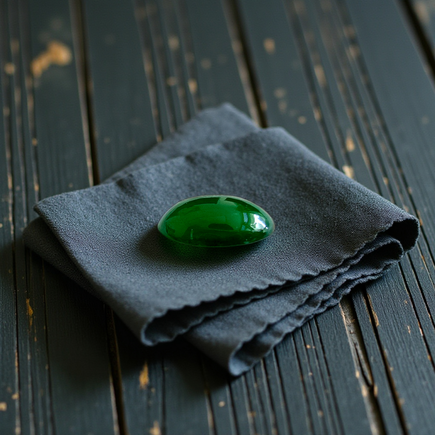 Certified MADE IN JAPAN 1.538 cts. Deep Imperial Green Burmese A-Jadeite Oval Cabochon Loose Stone LS29