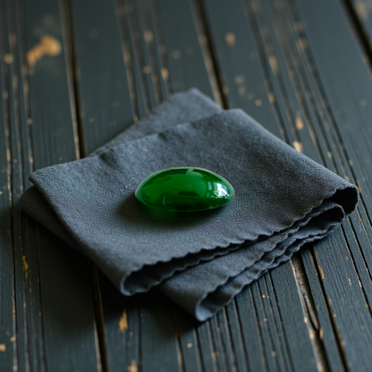 Certified MADE IN JAPAN 1.538 cts. Deep Imperial Green Burmese A-Jadeite Oval Cabochon Loose Stone LS29