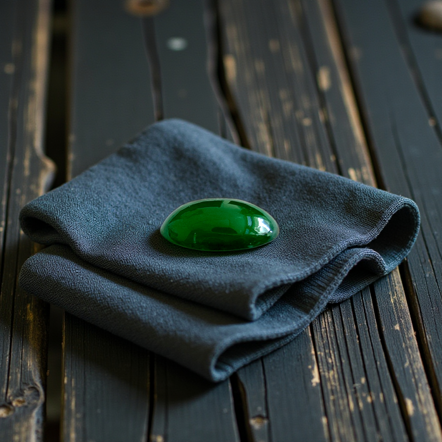 Certified MADE IN JAPAN 1.538 cts. Deep Imperial Green Burmese A-Jadeite Oval Cabochon Loose Stone LS29