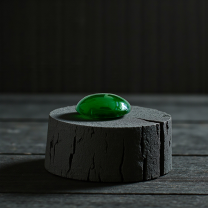 Certified MADE IN JAPAN 1.538 cts. Deep Imperial Green Burmese A-Jadeite Oval Cabochon Loose Stone LS29