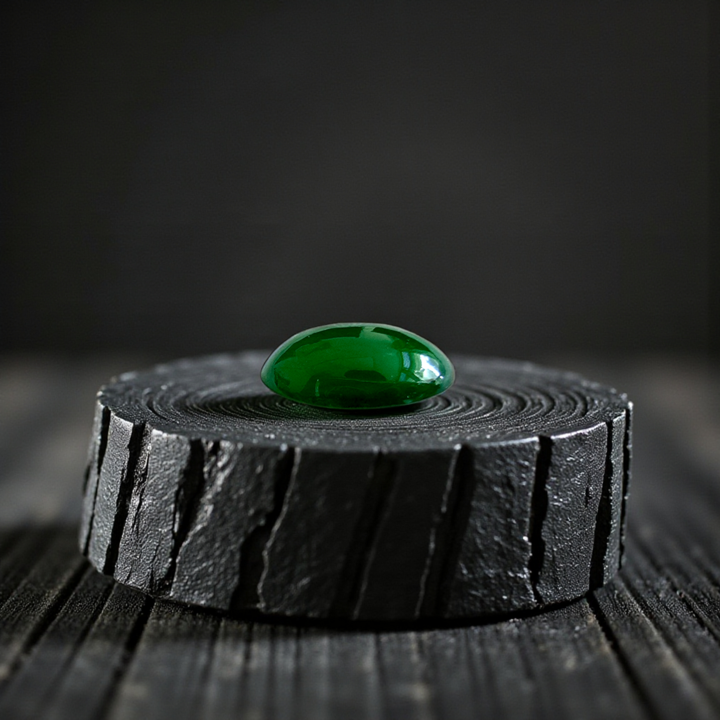 Certified MADE IN JAPAN 1.538 cts. Deep Imperial Green Burmese A-Jadeite Oval Cabochon Loose Stone LS29