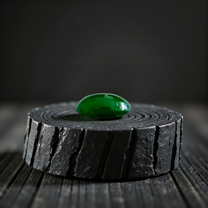 Certified MADE IN JAPAN 1.538 cts. Deep Imperial Green Burmese A-Jadeite Oval Cabochon Loose Stone LS29